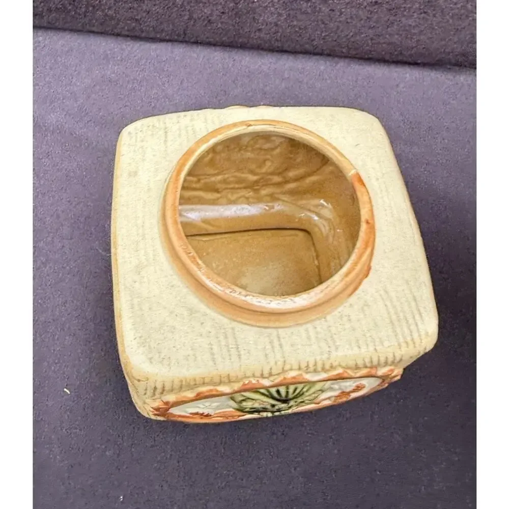Vintage MCM 1960’s Owl Pottery Tea Jar With Cork Lid Rare!